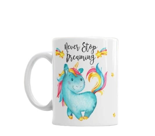 Never Stop Dreaming Unicorn Mug